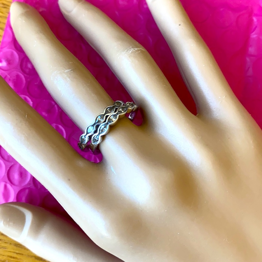 2 Stackable Sterling Silver Cz Rings Set - image 2